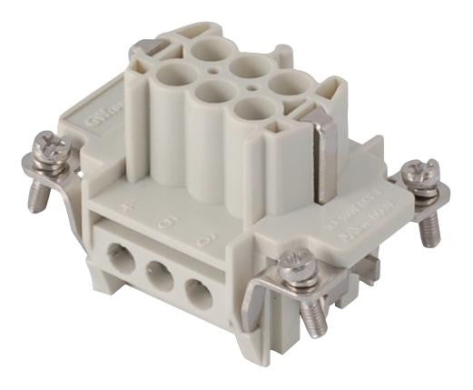 GWCONNECT BY MOLEX 7306.6003.0 Heavy Duty Connector Insert, 6+PE Signal, Wire Protection, GWconnect Series, Receptacle, 6B