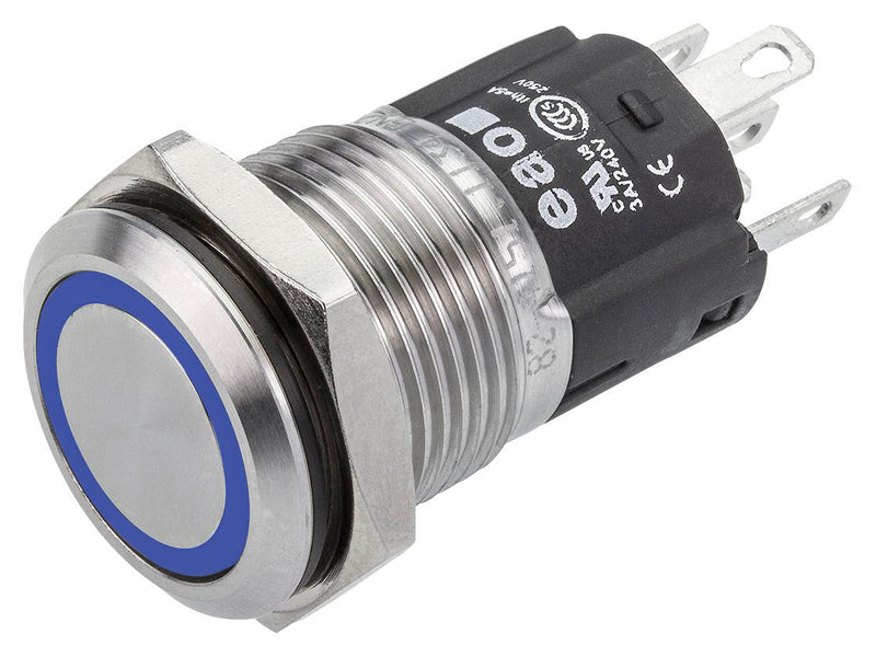 EAO 82-4153.1123 Vandal Resistant Switch, Flush, 82 Series, SPDT, Natural, Solder, 5 A, 250 V