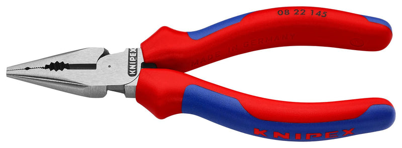 KNIPEX 08 22 145 Combination Pliers, Needle Nose, Pointed Jaw, Multi-Component Grips, 145mm Length