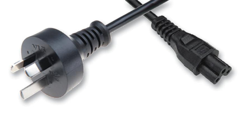 VOLEX VC-1434-21-180 Mains Power Cord, Mains Plug, Australia, IEC 60320 C5, 5.9 ft, 1.8 m, Black