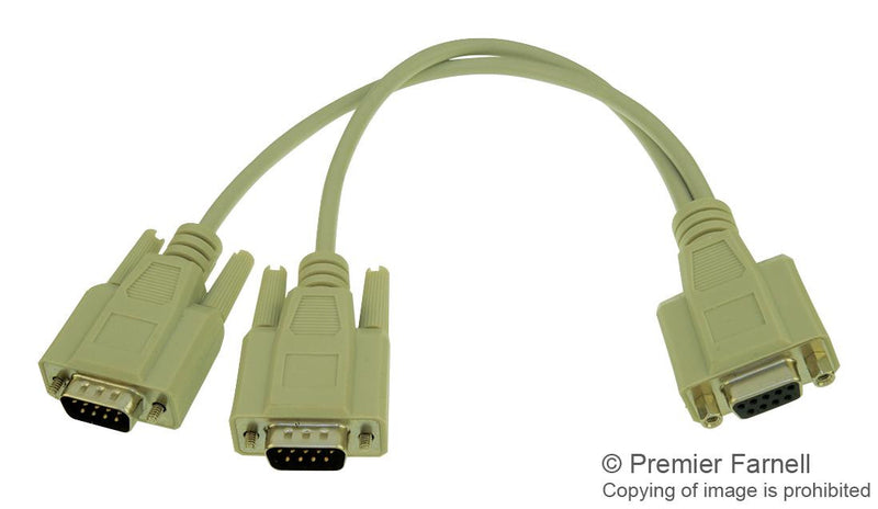 DIGITHEAD C-1802Y-001 Computer Cable, D Subminiature Socket, 9 Way, D Subminiature Plug, 9 Way, x 2, 1 ft, 304.8 mm