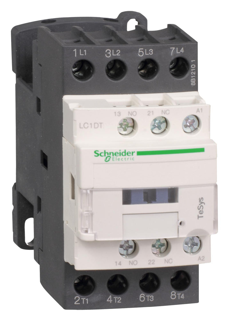 SCHNEIDER ELECTRIC LC1DT40BD Contactor, TeSys D Series, 690 VAC, 4 Pole, 4PST-NO, DIN Rail, 40 A