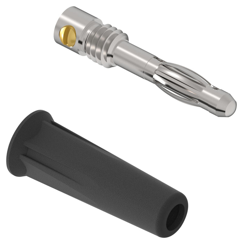 TENMA 76-1644 Banana Test Connector, 4mm, Plug, Cable Mount, 36 A, 70 V, Nickel Plated Contacts, Black