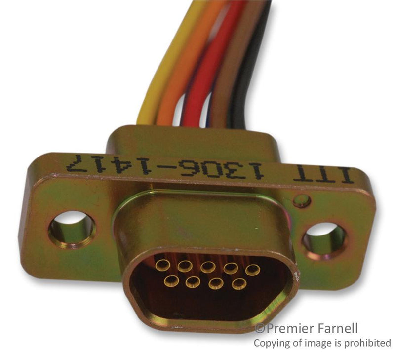 ITT CANNON MDM-9SH006B Micro D Sub Connector, MDM Series, Receptacle, 9 Contacts, Crimp, Cable Mount, Gold Plated Contacts