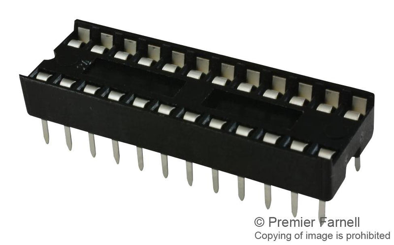 3M 4824-3000-CP IC & Component Socket, 4800 Series, DIP Socket, 24 Contacts, 2.54 mm, 7.62 mm, Tin Plated Contacts