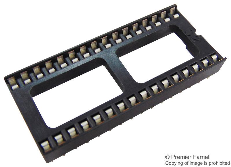 3M 4832-6000-CP IC & Component Socket, 4800 Series, DIP Socket, 32 Contacts, 2.54 mm, 15.24 mm, Tin Plated Contacts