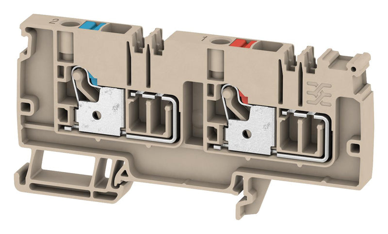 WEIDMULLER 1988260000 DIN Rail Mount Terminal Block, 2 Ways, 22 AWG, 8 AWG, 6 mm&sup2;, Push In, 41 A