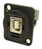 CLIFF ELECTRONIC COMPONENTS CP30203N USB 2.0 B to B Feedthrough Panel Mount Connector, Nickel Plated, CSK hole, Black Plastic XLR Frame