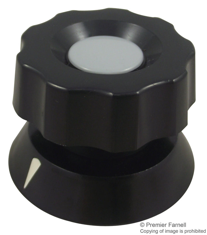 MENTOR 475.61 Knob, Round Shaft, 6 mm, Plastic, Finger Grip with Indicator Arrow, 38 mm