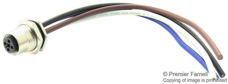 AMPHENOL LTW M12A-04BMMB-SR7001 Sensor Connector, 4 Pole, M12, Plug, M Series, M12, Plug, 4 Contacts, Screw Pin