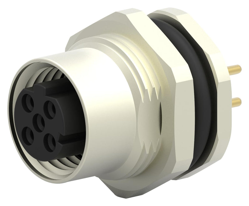 TE CONNECTIVITY T4141512041-000 Sensor Connector, M12, Receptacle, 4 Contacts, PCB Socket, Straight Panel Mount