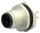 TE CONNECTIVITY T4142512041-000 Sensor Connector, M12, Plug, 4 Contacts, PCB Pin, Straight Panel Mount