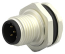 TE CONNECTIVITY T4130412051-000 Sensor Connector, M12, Plug, 5 Contacts, Solder Pin, Straight Panel Mount