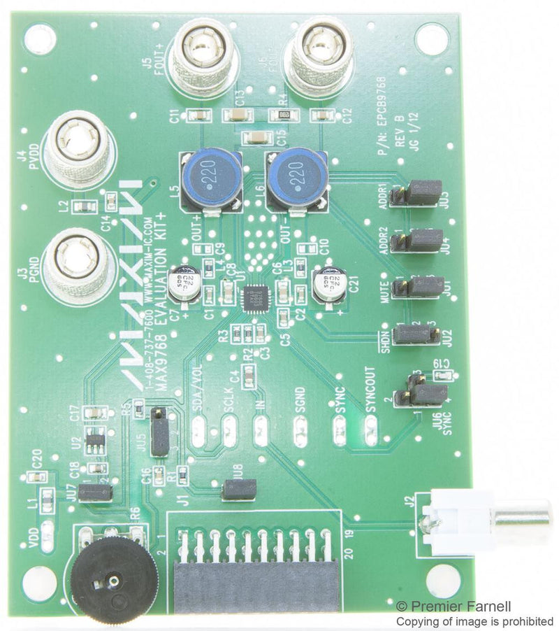 MAXIM INTEGRATED PRODUCTS MAX9768EVKIT+ EVAL BRD, CLASS D AUDIO POWER AMPLIFIER