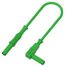 TENMA 76-1410 Test Lead, 4mm Banana Plug, Shrouded, 4mm Right Angle Banana Plug, Shrouded, 1 kV, 12 A, Green, 1 m