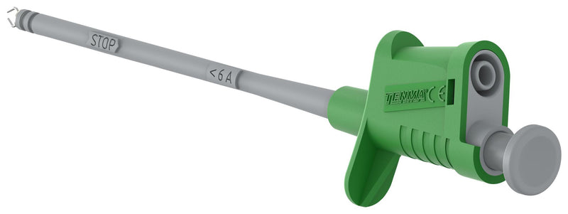 TENMA 76-1566 PINCER CLIP W/ 4MM BANANA JACK, GREEN