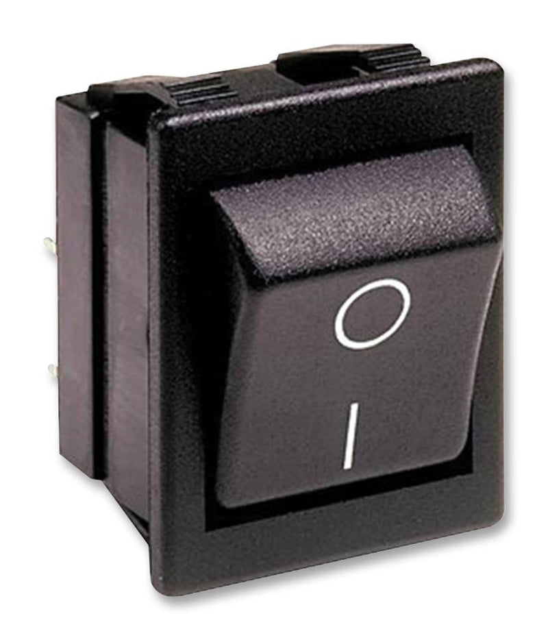 ARCOLECTRIC C1350ABAAB Rocker Switch, Non Illuminated, DPST, Off-On, Black, Panel, 16 A