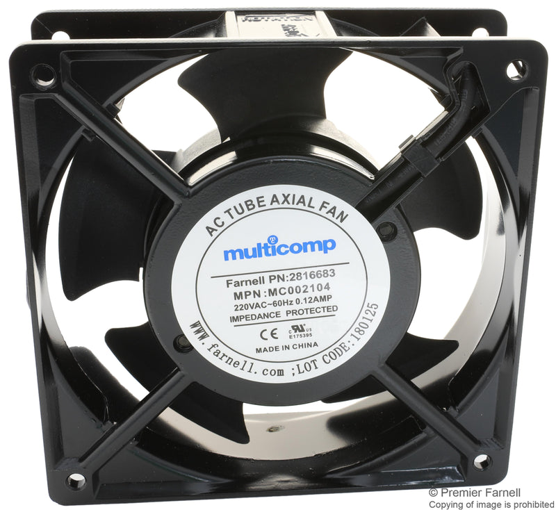 Multicomp MC002104 Axial Fan 220 V AC 120 mm 38 40 dBA 92 cu.ft/min
