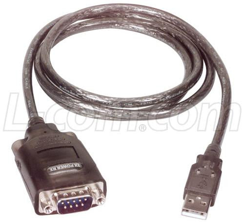 L-COM UMC-201 Computer Cable, USB 1.1 A Plug, D Subminiature Plug, 9 Way, 3.3 ft, 1 m, Black