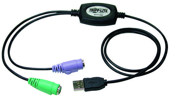 TRIPP-LITE B015-000 Computer Cable, USB 2.0 A Plug, Mini-DIN Plug, 6 Way (PS/2), 35 ", 889 mm, Black