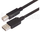 L-COM CAUBLKAB-5M USB Cable Assembly, USB Type A Plug, USB Type B Plug, USB 2.0, 16.4 ft, 5 m