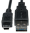TRIPP-LITE UR030-001 USB Cable Assembly, USB Type A Plug, Mini USB Type B Plug, USB 2.0, 1 ft, 300 mm
