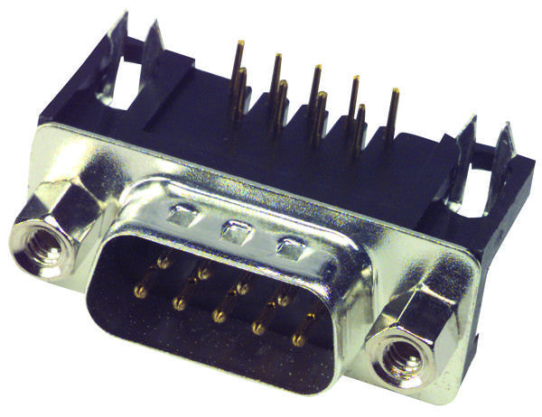 MULTICOMP SPC15412 D Sub Connector, R/A, 9 Contacts, Plug, DE, Steel Body, Through Hole