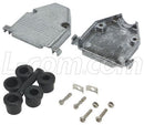 L-COM SDC25AG D Sub Backshell, DB, 180&deg;, Zinc Alloy Body