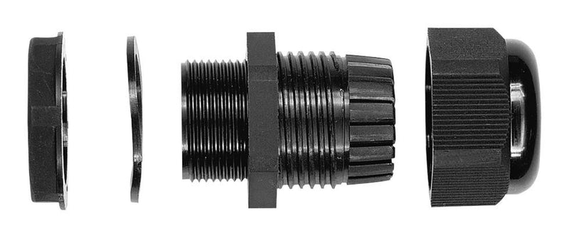 BUD INDUSTRIES NG-9511 Cable Gland, PG7, 3 mm, 4.3 mm, Nylon 6.6 (Polyamide 6.6), Black