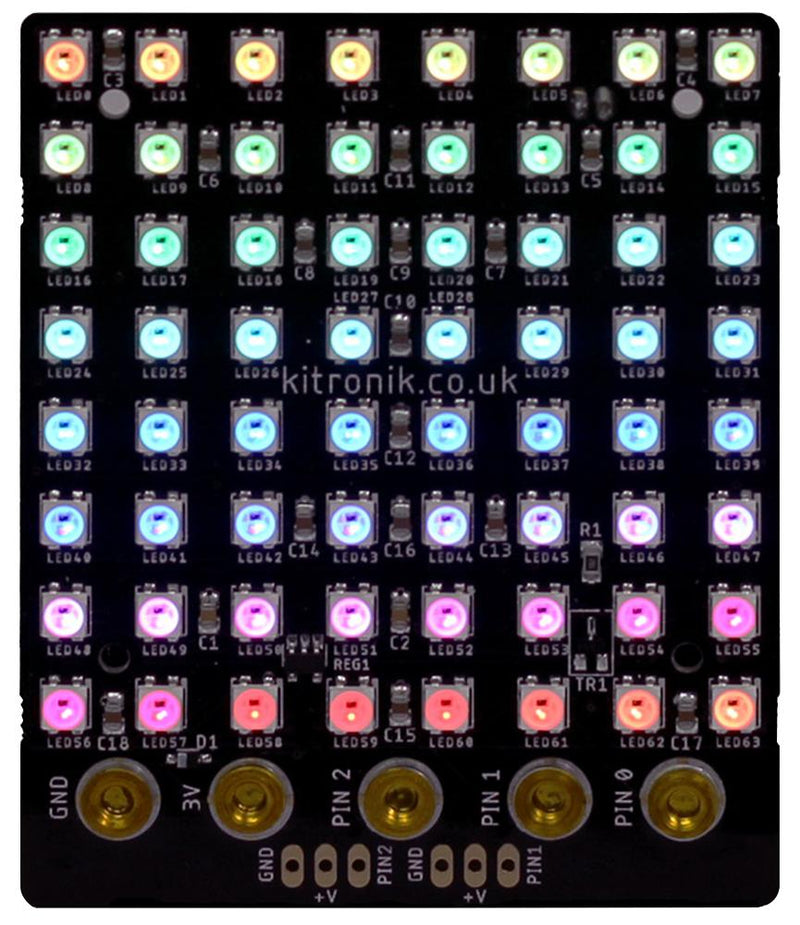 Kitronik 5645 Development Board ZIP Tile for micro:bit 64 x Full Colour Leds 3 Expansion Ports
