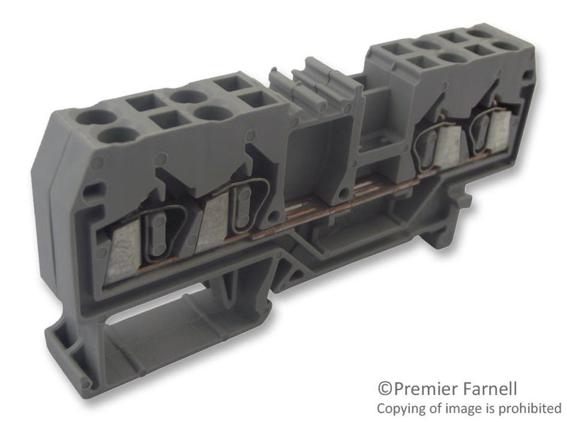 Wago 281-652 281-652 DIN Rail Mount Terminal Block 4 Ways 28 AWG 12 mm&Acirc;&sup2; Clamp 26 A