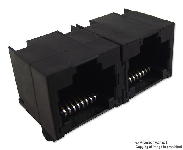 AMP - TE Connectivity 5406526-1 5406526-1 Modular Connector RJ45 Jack 1 x 2 (Ganged) 8P8C Cat5 Through Hole Mount