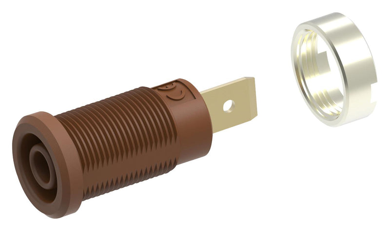 Tenma 72-14176 Banana Test Connector Jack Panel Mount 36 A 1 kV Gold Plated Contacts Brown