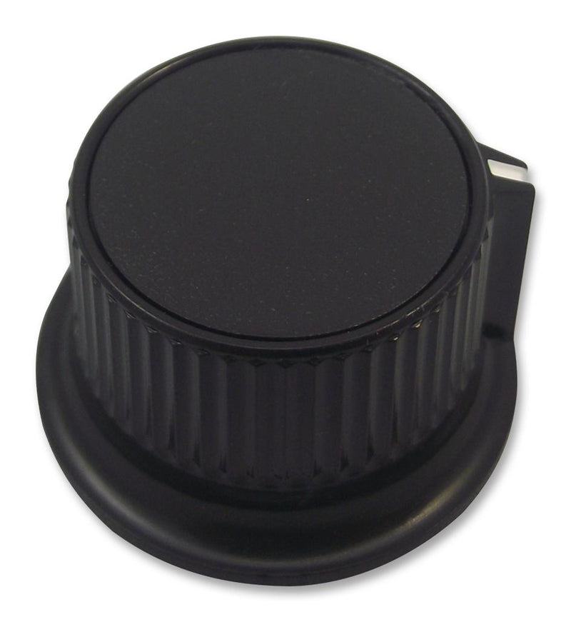 MULTICOMP CP-LB28-6-6D Knob, Round Shaft, 6 mm, Plastic, Round with Side Indicator Line, 28 mm