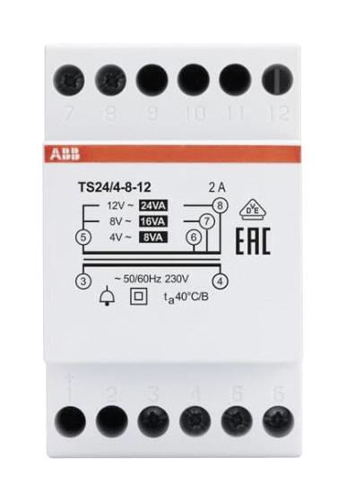 ABB TS24/4-8-12 DIN Rail Mount Transformer Non-Inherently Short-Circuit Proof Bell 230V 4V 8V 12V 24 VA