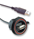 Bulgin Limited PX0844/A/0M50/A USB Cable Type A Plug to Receptacle 500 mm 19.7 " 2.0 Black