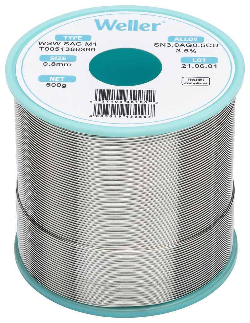 Weller T0051386399 T0051386399 Solder Wire 96.5/3/0.5 0.8mm Diameter 221&deg;C 500g