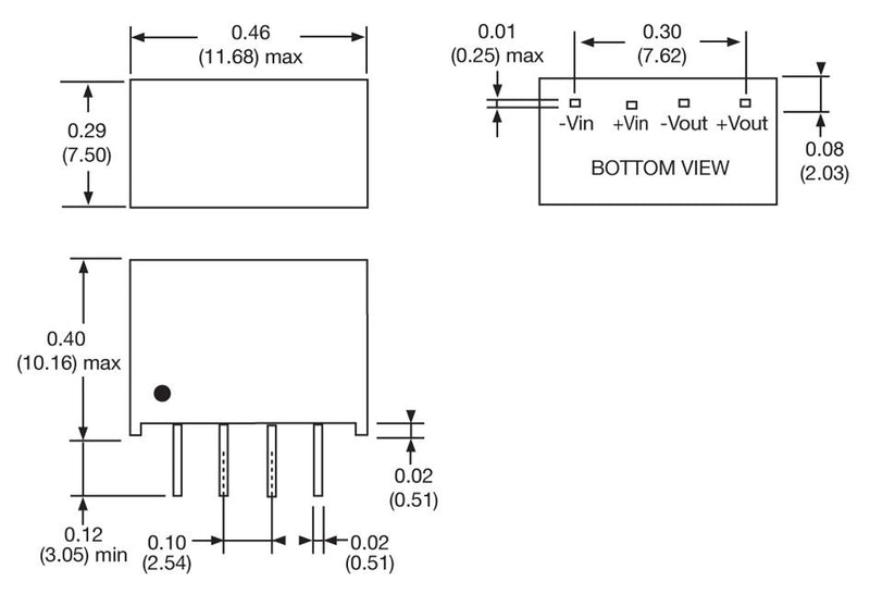XP Power IL0509S Isolated Through Hole DC/DC Converter 1kV Isolation ITE 1:1 2 W 1 Output 9 V 222 mA