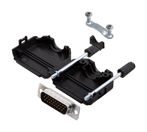 Amphenol ICC (COMMERCIAL PRODUCTS) L17DPPK15-BK+L717HDA26P D Sub Connector With Backshell HD26 26 Contacts Plug Solder DA L17DPPK-BK Series Steel Body