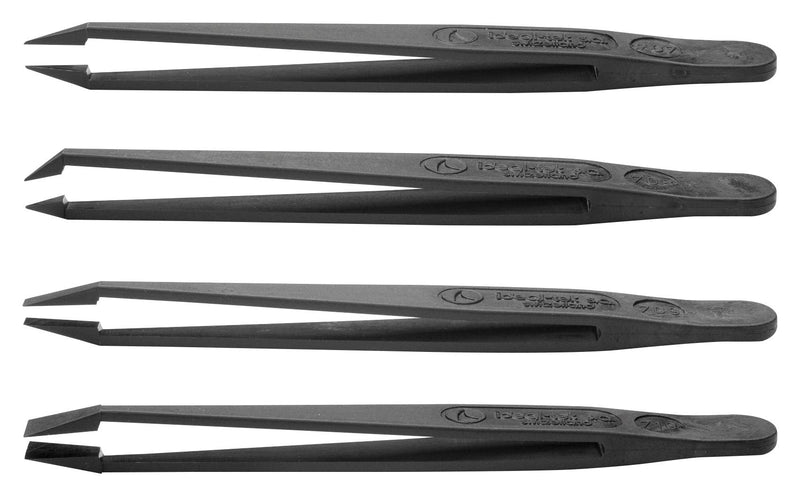 IDEAL-TEK K4PICF Tweezer, Kit, Carbon Fibre, ESD, 4 Pieces