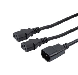 L-COM C14-C132-10-2F Split PWR Cord IEC C14-IEC C13 X 2 2FT New