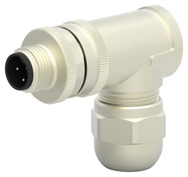 TE Connectivity T4113412041-000 Sensor Connector PG9/6-8mm M12 Male 4 Positions Screw Pin Right Angle Cable Mount