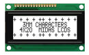 MIDAS MC42004A6W-FPTLW-V2 Alphanumeric LCD, 20 x 4, Black on White, 5V, Parallel, English, Japanese, Transflective