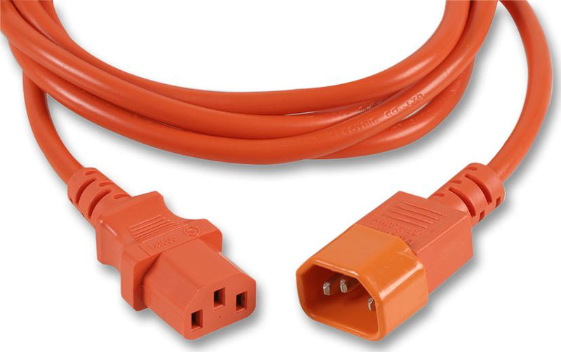 PRO Elec PE01119 Mains Power Cord IEC 60320 C14 to C13 500 mm 10 A 250 VAC Orange