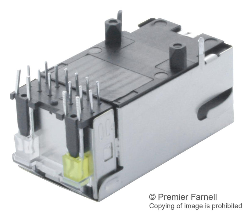 BEL Magnetic Solutions 0826-1X1T-23-F Modular Connector RJ45 Jack 1 x (Port) 8P8C Cat5e Through Hole Mount