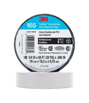 3M 165WH4A Tape PVC 19MM X 18M White