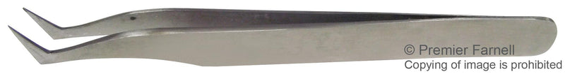 DURATOOL 1PK-110T-F Tweezer, Sharp Hooked, Precision, Stainless Steel Body, Stainless Steel Tip