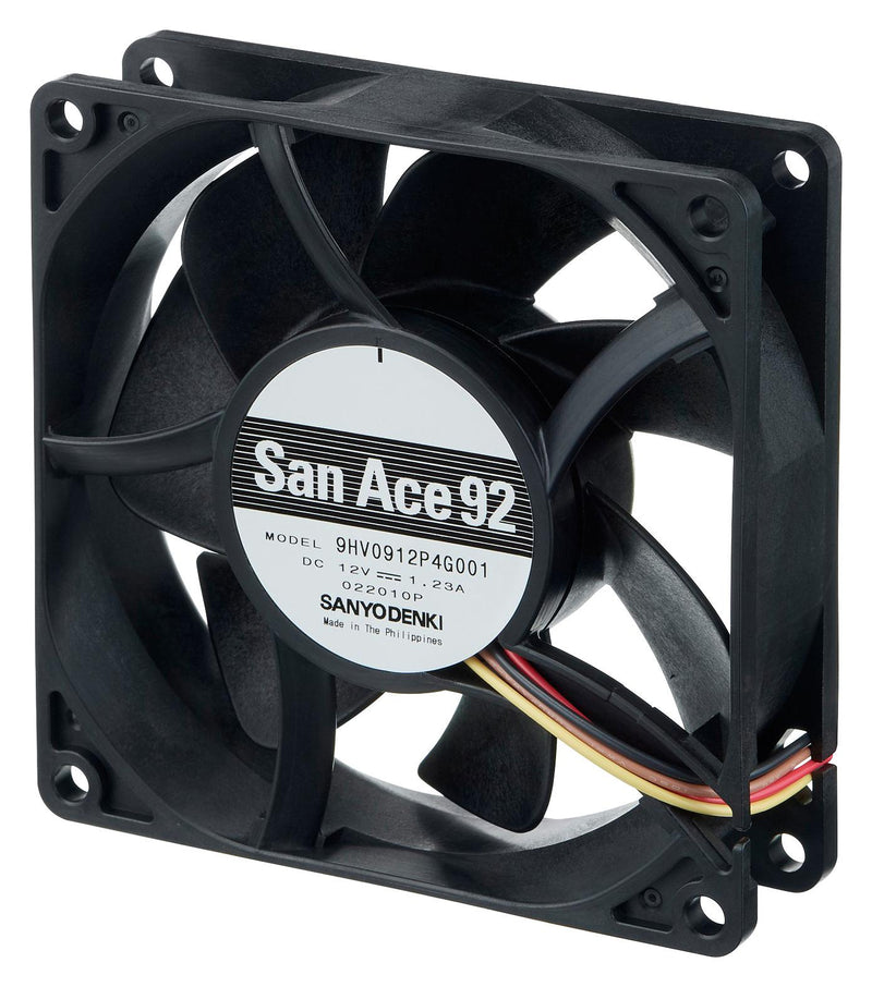 Sanyo Denki 9HV0912P4G001 DC Axial Fan 12 V Square 92 mm 25 Ball Bearing 118 CFM
