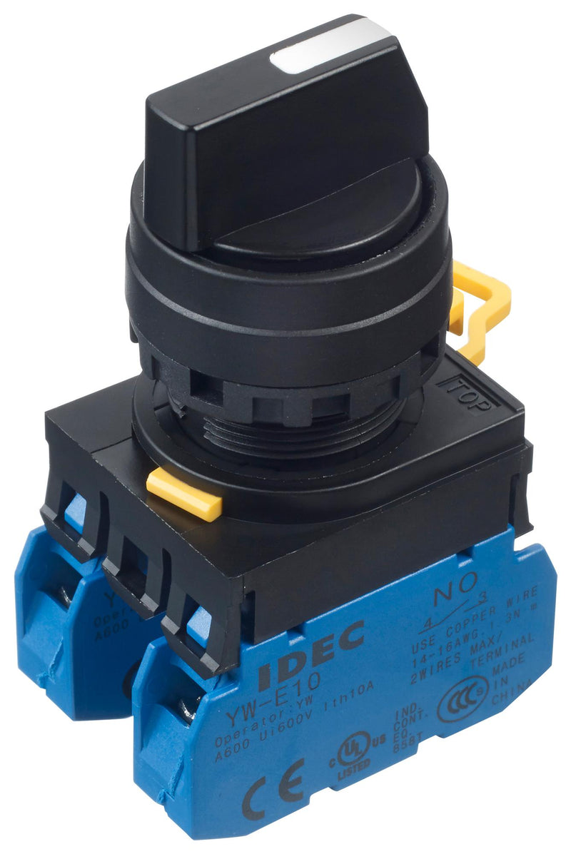 Idec YW1S-31E20 Rotary Switch 3 Position 2 Pole 45 &deg; 10 A 120 V YW Series