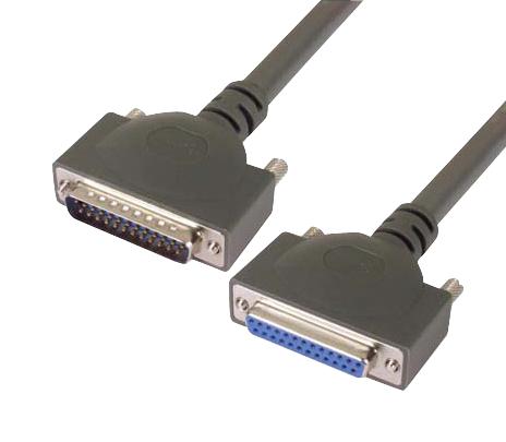 L-COM CPMS25MF-5 Computer Cable D Subminiature Plug 25 Way Socket 5 ft 1.52 m Grey New